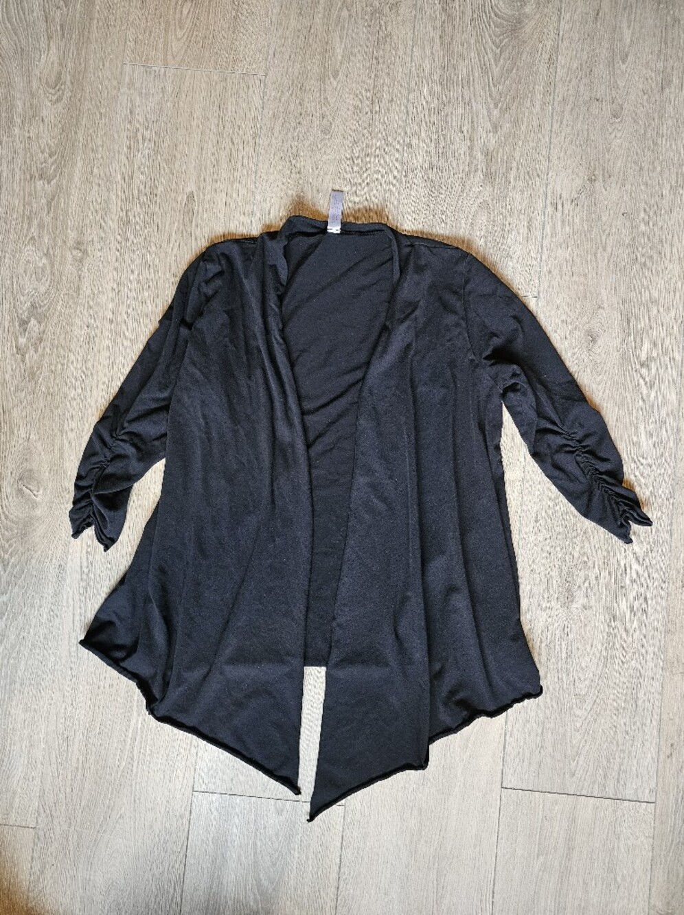 Soybu Black Open Front Women's Cardigan with Ruched Sleeves